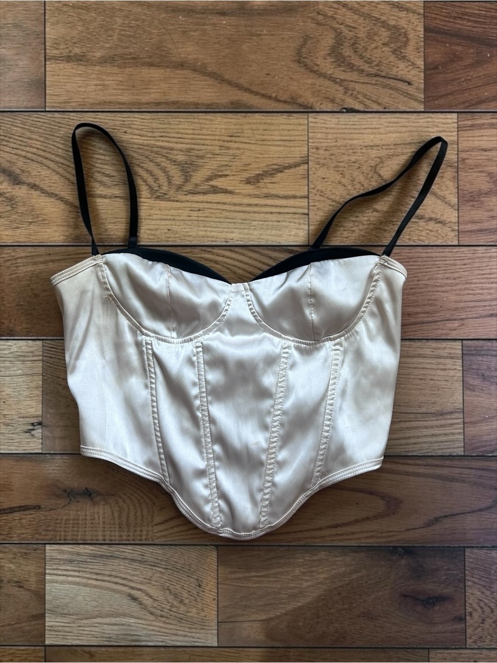 SHEIN Ivory Satin Corset Bustier Top Size S